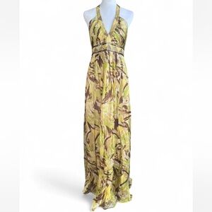 BCBG silk chiffon metallic maxi dress Y2K